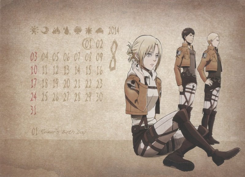 Calendar Shingeki no Kyojin 2014-2015